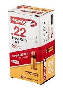 Náboj kulový Aguila, Super Extra Short .22 Short, 29GR 1,9g poměděnná HV SP
