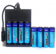 Baterie AA Kentli 8ks 3000mWh dobíjecí + USB nabíječka