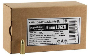 Pistolové náboje 9mm Luger FMJ 8g 250 kusů
