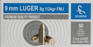 Pistolové náboje 9mm Luger FMJ 8g STV